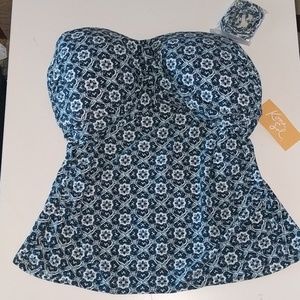 Blue Paisley tankini top